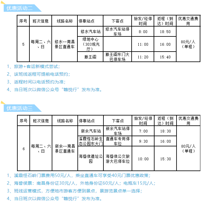 都市城際公交景區(qū)直通車暑期班次時刻表